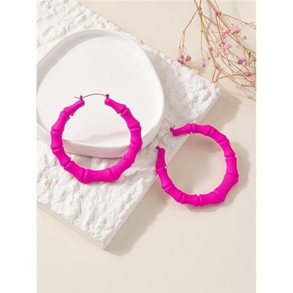 BP Hot Bamboo Joint Design Women's Hoop Earrings - Picture 3 of 7